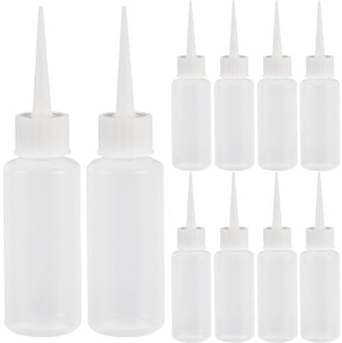 PNPGDYK 10Pcs Squeeze Applicator Bottles 50ml Plastic Squeeze Bottles Salon Hair Color Applicator Bottle for Paint Art, Craft, Liquids, Glue