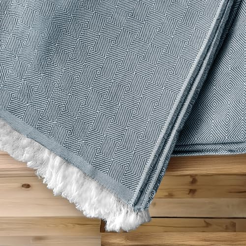 HIPERMANTA Foulard Multiusos Sofa. Plaid Sofa. Plaid Multiusos Cubresofa. Manta para Coche. Manta Sofá. Colcha Comoda Practica Suave. Modelo Indo 180x285 cm Color Azul Celeste