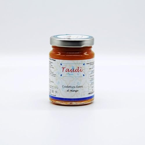 Taudì Conserve Mermelada Extra de Mango Siciliano – 100% Natural, Sin Conservantes – Con Pulpa y Zumo de Mango Fresco – Mermelada Artesanal de Alta Calidad en Tarro de Vidrio de 95 g