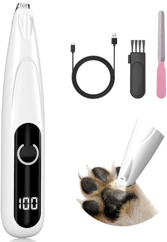 Yeerain Pfotentrimmer für Hunde mit LED-Licht, USB Wiederaufladbar Hundeschermaschine Paw Trim Pro für Hunde und Katze, Leise Hundepfoten Trimmer für Pfoten, Augen, Ohren, Gesicht, Körp