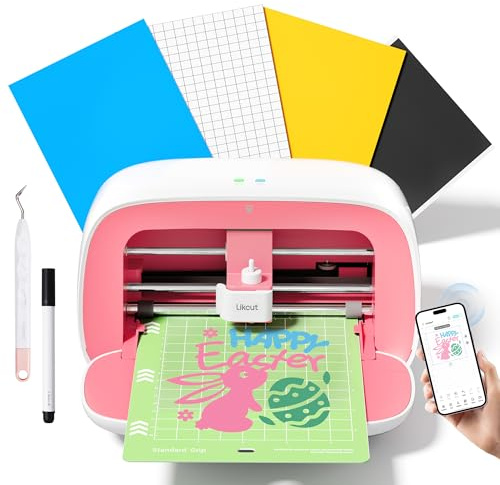 Likcut S501 Plottermaschine 13,97 cm Mini Schneideplotter Verfügbar für Vinyl, Iron on und Karten mit Einsteiger Set, Rosa