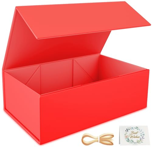 1 Packung Geschenkboxen, 24 x 15 x 7,6 cm Geschenkboxen für Geschenke mit Deckel, Magnetverschluss, rechteckig, faltbar, für Trauzeugen, Antragsbox, Hochzeit, Weihnachten, Halloween