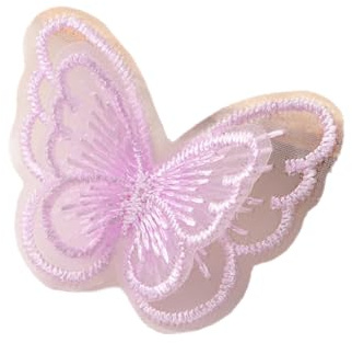 Anevous 10 Stück Schmetterling Doppellagige Patches,Organza Aufnäher,Nähenflicken für Stoff,Nähen,Stickerei Dekorativ für Braut Haar Zubehör,Kleidung,Hüte,Jeans,DIY Basteln,Vorhang,Hellviolett