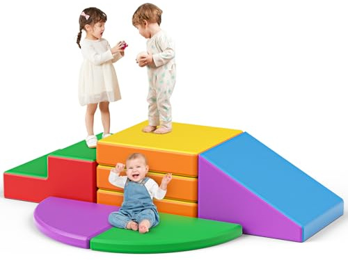 MINENICE Schaumstoff-Kletterblöcke für Kleinkinder, farbenfrohe weiche Schaumstoffblöcke zum Klettern und Krabbeln, Gehirntraining und -übungen, Indoor-Outdoor-Spielplätze (5p-Farbe)