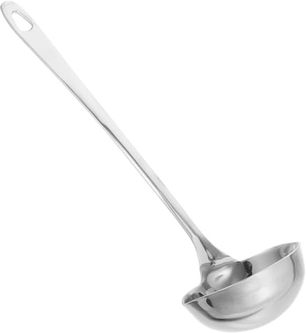 SOIMISS Louche à Soupe Inoxydable avec Bec Verseur Ustensile de Cuisine Pratique à Long Manche pour Servir Adaptée pour Droitiers et Gauchers