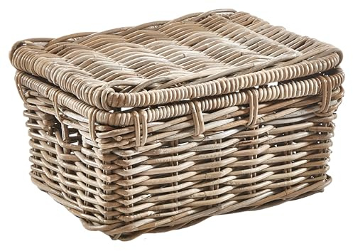 Kobolo Rattantruhe klein Aufbewahrungsbox 44x33x21 cm Kubu Grey