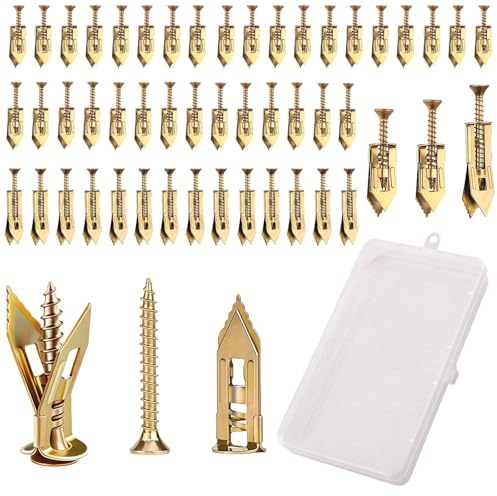 100PCS Self Drilling Anchor Screws Plasterboard Fixings Drywall Anchor Drywall Screws Dry Wall AnChoR ScrewS Plaster Board Wall Fixing (50 Anchors + 50 ScrEwS)