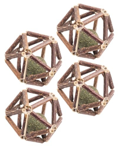 VICASKY Jouets à Mâcher pour Chat en Actinidia Polygama Lot De 4 Boules d'herbe à Chat Moyennes Jouets Molaires D'intérieur Stimulant Mental Et Physique