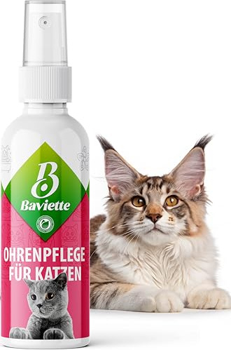 Baviette Cat Clean Ohrenreiniger für Katzen 100 ml – Cats Ear Cleaner zur sanften Ohrenreinigung & Ohrenpflege der Katzenohren – Geruchlos, alkoholfrei, pH-neutral, probiotisch inspiriert
