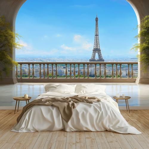 Générique Art Papier Peint Intissé Paysage Urbain Paris Muraux Tapisserie Photo Décoration Murale, Papier Peint 250x175 cm Salon Chambre Bureau Couloir Peinture Murale Décor, Bleu