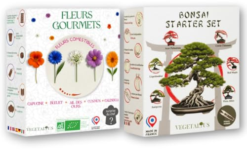 VEGETALIUS - Lot de nos 2 kits Vegetalius - Fabriqué en France - Idée coffret cadeau original pour femme & homme pour votre intérieur ou jardin ! Idéal pour Noël ou Secret Santa