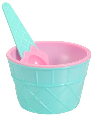 sourcing map 6 Pack Ice Cream Cups with Spoons, Reusable Plastic Ice Cream Bowls Candy Color Frozen Yogurt Dessert Bowl for Birthday Decorations Summer Holiday Supplies, Peach Pink