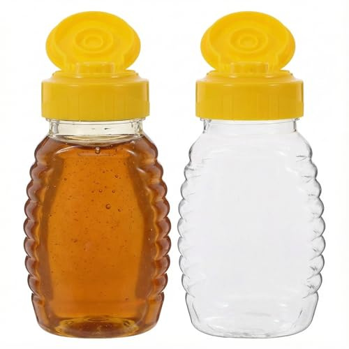 Housoutil Lot De 2 Bouteilles De Miel Rechargeables 3.67Oz Anti-Goutte Souples Pour Cuisine Distributeur Précis De Condiments Ketchup Moutarde