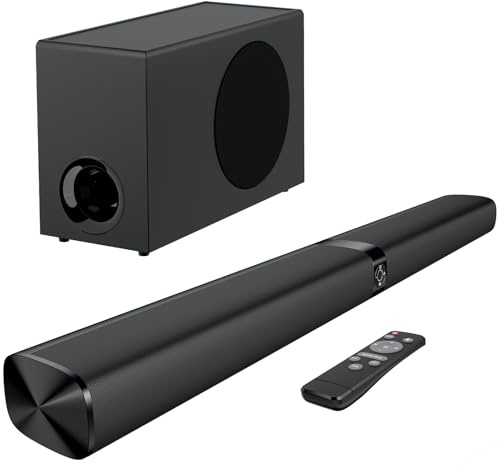 GarageRock Soundbar with Subwoofer for TV, 110W Soundbar Speaker with Deep Bass&Volume Boost&3 EQ Mode, Bluetooth 5.3/ARC/Opt/AUX, Surround Sound System for TV/PC/Projectors/Home Cinema/Music, 1 Set