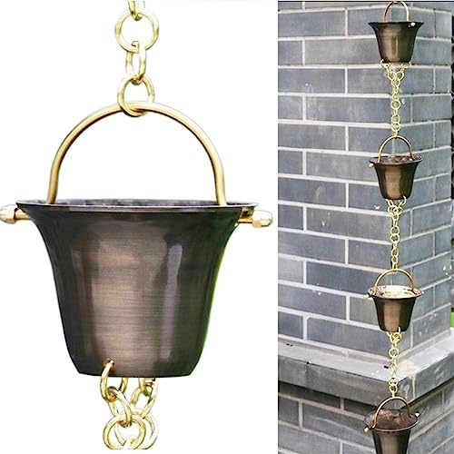 Kopparregnkedjor, Regnkedjor För Stuprännor, Takregnfångare/-Avledare, Unik Metalllänkregnkedja För Villatempel,Copper-15m/5ft