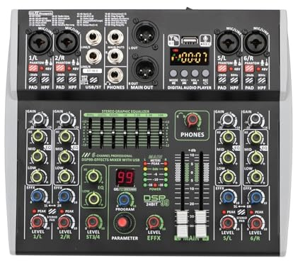 Mixer audio, Mini canali individuali 48V Phantom Power Mobile 99 DSP Effetti USB Computer Play Record Poast Mixer per karaoke in studio