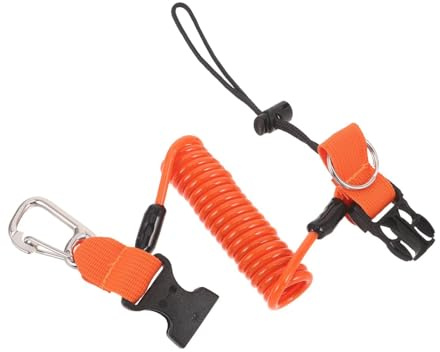 ERINGOGO Lanière de Plongée Enroulée Orange avec Boucle à Dégagement Rapide, Cordon Anti-Perte Spiralé en Acier Inoxydable, Accessoires de Plongée pour Appareil Photo et Lampe, Haute