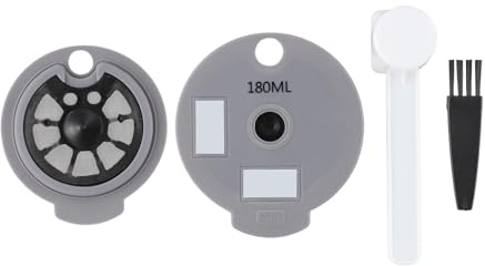 NiuLumea Reusable Coffee Capsule Pod for Bosch Tassimo Machines, 12g Capacity with Accessory Kit (Capsule Cup, 60ml/180ml Lids, Spoon, Brush), Grey