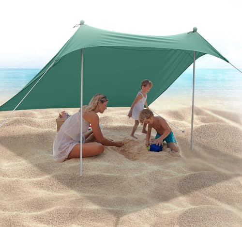 JAICOM Tenda da spiaggia, 2.1m x 2.1m Parasole Portatile, Protezione UV UPF 50+, Adatto per l'ombra in Spiaggia, il Campeggio, la Pesca e il Patio