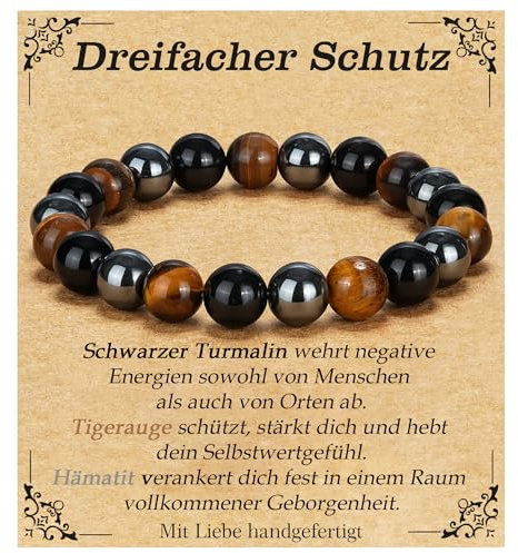 Esrael Hämatit Obsidian Tigerauge Armband für Herren, Verstellbares Magnetar-Perlenarmband Herren,Echte Naturstein Geschenk für Männer