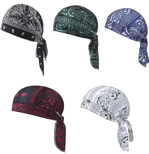 TASBER Paisley Cooling Headscarf Cap, Breathable Motorcycle Head Wrap & Helmet Liner, Sweat Wicking Pirate Bandana Beanie for Cycling, Running & Outdoor Sports, Elastic Fit for Men & Women