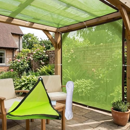 Telo Ombreggiante Verde 2x2m 3x4.0m 4x6m 5x5m 6x8m Rete Ombreggiante per Esterni con Occhielli, 90% Sole/UV Protezione Vele Tessuto Ombreggiantes per Giardino/Pergola/Esterno/Serra(11x12.5m)