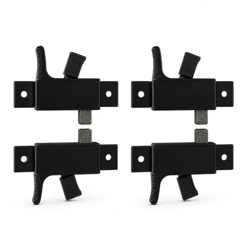 FERPASA® - Juego de Retenedores para Ventanas de Guillotina | 2 Pasadores con Tornillos Incluidos | Bloqueo y Retención de Ventanas Deslizantes Verticales | Aluminio y Nylon (Negro, 2 Juegos)