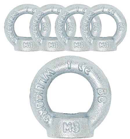 Ringmutter M8 DIN 582 C15E 5 Stück Ösen-Mutter Eisen verzinkt Anschlagmittel Traglast 140kg