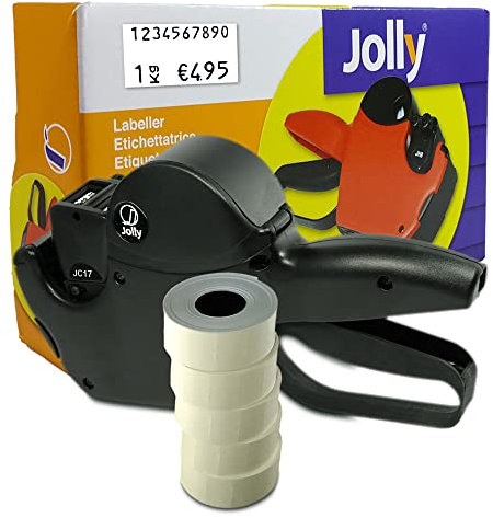 Preisauszeichner Set Jolly C17 inkl. 5 Rollen 26x16RE Preisetiketten - weiss ablösbar | MHD Datumsauszeichner | HUTNER
