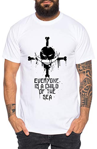 Tee Kiki Sea Zorro One Manga Herren Ruffy T-Shirt Anime Piece, M, Weiß