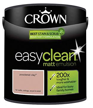 2.5L CROWN Easy Clean MATT Emulsion Multi Surface Paint That can be Used on Walls, Ceilings, Wood and Metal. Stain & Scrub Resistant Formula – Powdered Clay