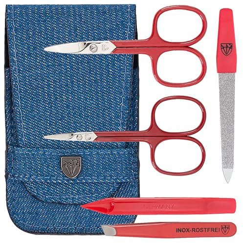 DREI SCHWERTER Germany Maniküreset ´KIDS COLLECTION` Nagelset für Kinder, Teens, Mädchen und Jungen - Markenqualität ROT/JEANS 5-tlg.