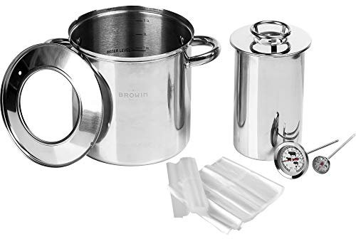 Browin Komplettes Set von 1,5 kg Schinkenkocher aus Edelstahl in einem Wassermantel, mit einem Topf und Thermometern