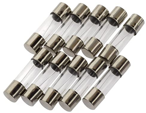SeKi Micro Fuse 0.125 A (125 mA), 5 x 20 mm, Slow Blow, Pack of 10 Glass Fuses 250 V