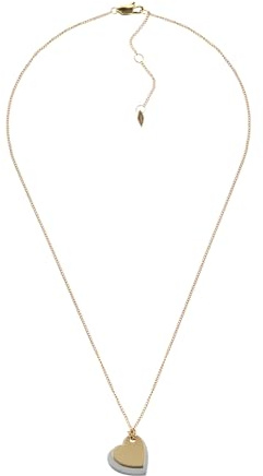 Fossil Damen-Halskette mit Anhänger, Edelstahl, Gravur, personalisierbar, One Size, Edelstahl, Ohne Edelstein.