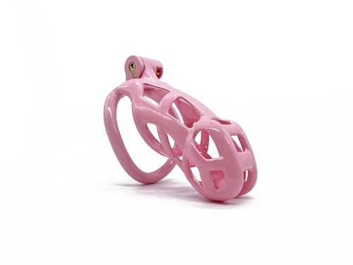 3D Modeling Chastity Cage Device with Lock & 5 Curved Rings - Male chastitycage Men urethral in Pink (95mm)