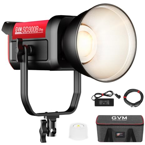 GVM Photography Lighting 300W Bi-Color Studio Lights with 45°Standard Reflector 65700Lux@1m CCT 2700~6800K 12Lighting Scenes App Control LED Video Light