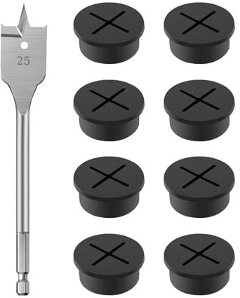 Passe Câble en Silicone, 8 Pièces Passe-Câble pour Ordinateur Cache-câble pour Câble Rond Noir Oeillets de Trou de Câble Passe Avec 25mm Foret, pour Table D'Ordinateur Bureau Maison Ordinateur (Noir)