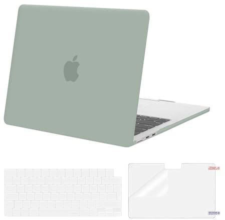MOSISO Kompatibel mit MacBook Air 13 Zoll Hülle M5 M4 M3 M2 2026-2022 13,6 | Ultradünne, Seidige Haut Hartschale für 13,6 A3449 A3240 A3113 A2681&Tastaturschutz&Displayschutz, Antikes Grün