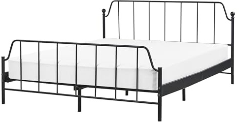 Beliani Bett Metall schwarz Lattenrost 160x200 cm Metallbett Industrie-Design Mauressac
