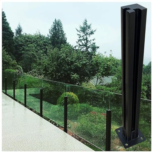 Poteau garde corps verre pince Pinces De Balustrade En Verre Pour Escalier Plateforme Inox 304 Poteau De Garde-corps En Verre Avec Les Machines À Sous, Piliers De Clôture De Piscine Noir ( Color : Cor
