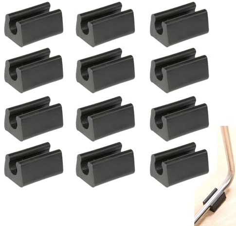 DHWEKU 12pcs Patin Pied Chaise Tube Embout Tampon Capuchon Bouchon Protection Plancher Meuble Forme U en Plastique Chaise Casquettes,Jambe Caps Silicone Tube Pince (7-9mm,Schwarz)