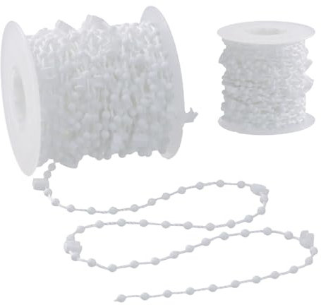 Vesaneae 10 Meter Vertikal Rollokette Endloskette,Reparatur Rollenvorhang Perlenseil,Vertikale Jalousien Perlenkette,Weiß Rollo Perlenkette Ersatzteil,Vertikales Rollo,für Vertikaljalousien