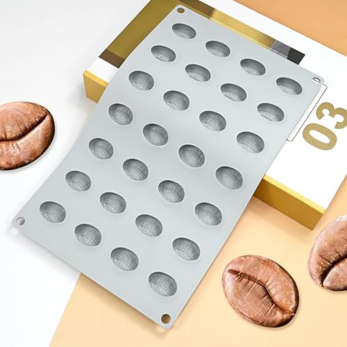 mostsom Bakeware Stampo in silicone a forma di chicco di caffè, per torte, mousse, dessert, cioccolato, sapone antiaderente (K_ chicco di caffè)