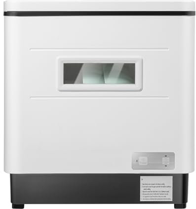 MINRS Tischgeschirrspüler Mini Geschirrspüler Spülmaschine für 6 Geschirrsätze 72°C Hochtemperatur-Hygiene 360° Rotierende Sprühstrahl für Wohnungen Camping Wohnmobil, Weiß