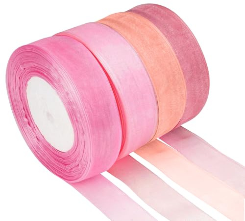 4 Rollen Geschenkband Rosa