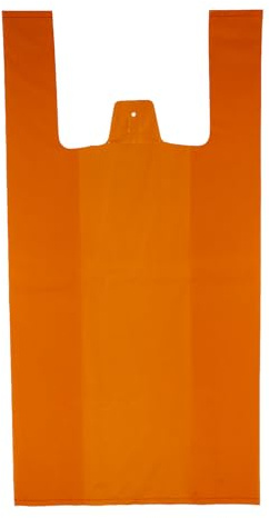 Zenic | Plastiktüten | 42x53cm | Hemdchentragetaschen Plastik-Beutel Tüten orange Tragetasche geeignet für Lebensmittel | 70% recycelt