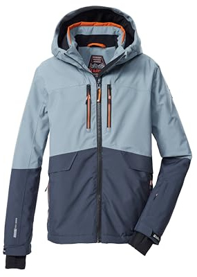 killtec Skidjacka för pojkar/funktionell jacka med huva och snöfall KSW 201 BYS SKI JCKT, rökblå/nattblå/rost, 116, 43468-000