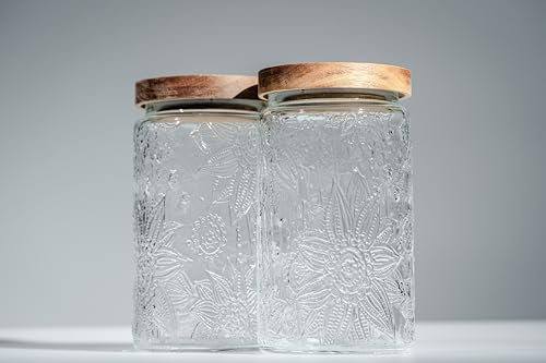 Airsien Barattoli di vetro ermetici 1000ml 2er-Satz, Ideale per Conservare Caramelle, Ideale per Conservare Caramelle, Caffè, Tè, Pasta, Coperchio con Guarnizione in Silicone(2, Girasole)