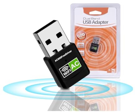 Adattatore WiFi USB da 600 Mbps con driver gratuito, adattatore di rete wireless Dual Band 2,4/5 GHz con chiavetta WiFi, mini ricevitore WiFi per PC/laptop/desktop, supporta Windows 11/10/8.1/8/7